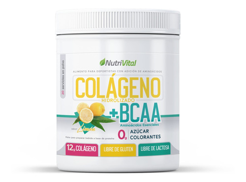 Colágeno Hidrolizado 12g + Bcaa Nutrivital - Envio Gratis