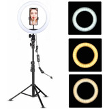 Aro De Luz Led 26cm Con Trípode 2,10m Selfie Celular