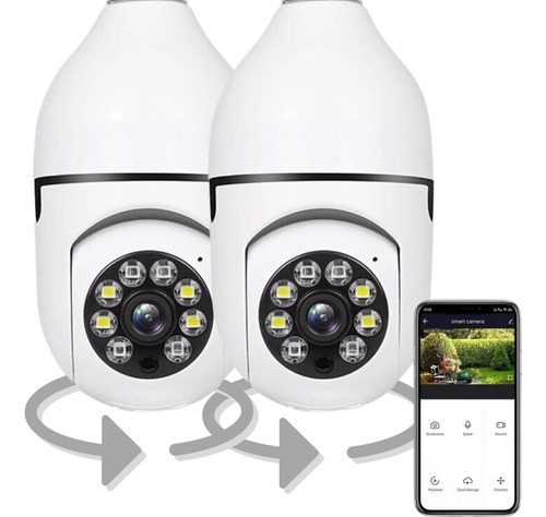 2 Cameras Lampada 360º Giratória Ip 1080p Wifi Prova D'água