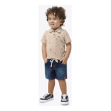 Conjunto Infantil Menino Camisa Manga Curta+bermuda Sarja 