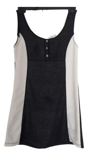 Vestido Corto Elastiz Top Mujer Beige/negro Brillante T.m-l