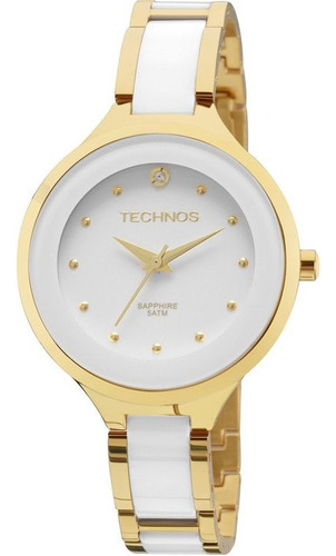 Relógio Technos Elegance Dourado Cerâmica 2035lyw/4b Branco