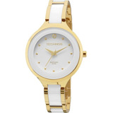 Relógio Technos Elegance Dourado Cerâmica 2035lyw/4b Branco