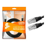 2x Cabos De Rede Patch Cord Ethernet Cat6 Rj45 Preto 5 Mts