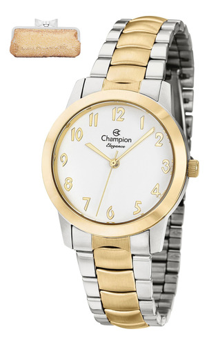 Relógio Champion Feminino Cn26519s Prata Dourado +bolsa Luxo