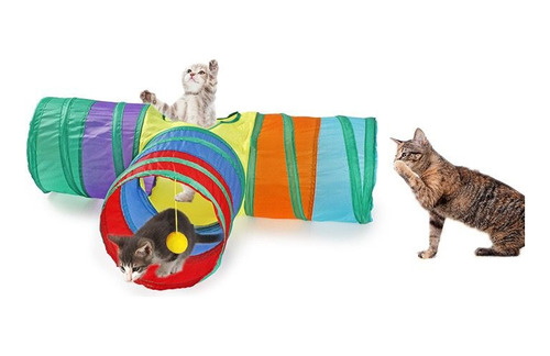 Túnel Para Gatos 3 Saídas Formato Em T Brinquedo Para Gato