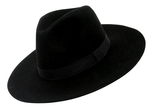 Chapéu Fedora Feltro Unisex Preto Aba Dura 6 Cm 