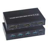 Chaveador Switch Kvm 2 Portas Hdmi Mouse Teclado E Monitor 