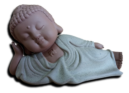 Buda Decoração Grande Enfeite Porcelana Monge Deitado 18cm