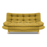 Sofacama Damasco Jumbo Amarillo Antirrasguño, Pata De Madera