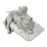 Anjo Gato Ornamento Resina Memorial Pedra Estátua De Jardim
