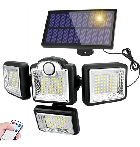 Lampara Led Solar 3 Cabezales Con Sensor De Movimiento