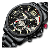 Reloj Negro Elegante Para Hombre Curren 8395 - De Lujo