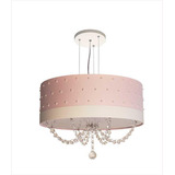 Lustre Pendente Pérolas 40x15 Rosa Bivolt