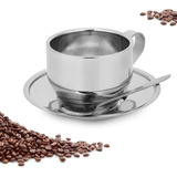 Tazas De Espresso Tomotato De Acero Inoxidable, 4 Oz, Doble