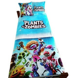 Combo Manta Polar Soft Plants Vs Zombies +2 Fundas Almohadon