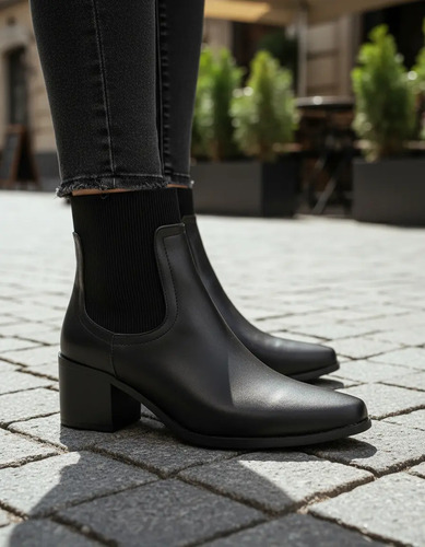 Bota Para Mujer Botin Casual Ajuste Elastico Tacon 8 Cm