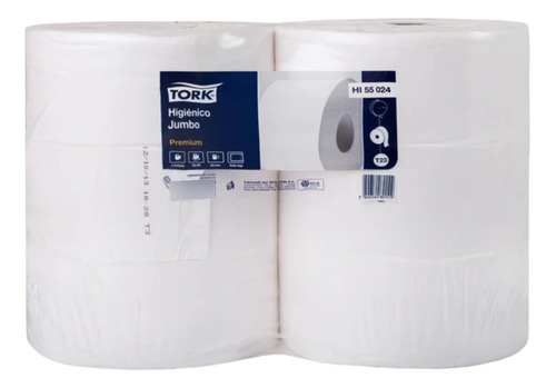 Higienico Tork Jumbo Doble Hoja 250 Metros X 6 Unidades