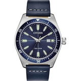 Aw1591-01l Reloj Citizen Eco Drive Brycen Vintage Sport Azul Color De La Correa Azul Oscuro Color Del Bisel Plateado/azul