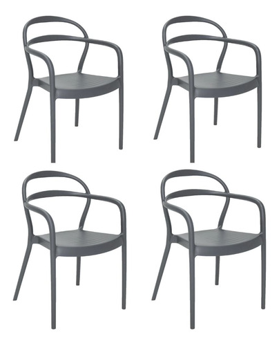 Conjunto 4 Cadeiras Sissigrafite C/braço Tramontina 9204/007