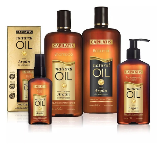 Combo Natural Oil Capilatis Shampoo Bálsamo Tratamiento Óleo