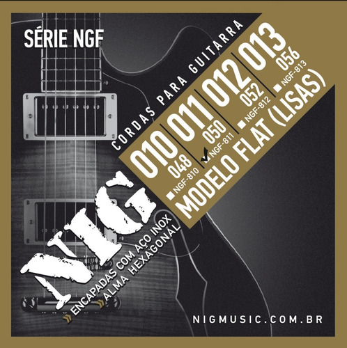 Encordoamento Nig Ngf-811 Flat 011 Para Guitarra - Original