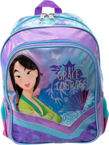 Mochila Disney Princesa Mulan Grace And Courage 162469 Primaria Ruz Color Violeta Diseño De La Tela Relieve