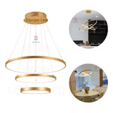 Lustre Pendente Moderno Anéis Led 89w 3 Arcos 60cm Cor Dourado Equipe Led