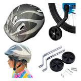 Kit Casco Bicicleta Niños Seguridad Set Llantitas 