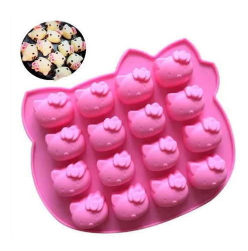 Molde Silicon De 16 Mini Kittys - Chocolates Gomitas Jabones