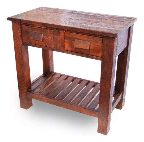 Mueble Para Baño Madera Pinotea Rustica 2 Cajones 80x45 Cm