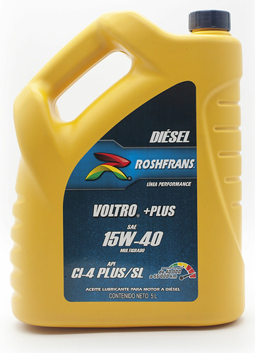 Aceite Roshfrans Para Motor Diesel Ci-4 Plus Voltro 15w40 5l