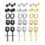 30pzs Aretes Hombre/mujer Pendientes De Acero Inoxidable