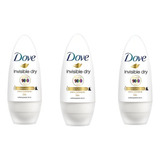 Desodorante Rollon Dove 50 Ml Feminino Invisible - Kit C/3un