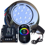 Kit 01 Luminária 15w Rgb Iluminação Piscina + Touch + Fonte