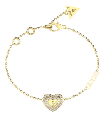 Pulsera Para Mujer Corazón Guess Color Dorado Diámetro 8   Largo 19 Cm