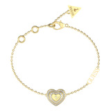 Pulsera Para Mujer Corazón Guess Color Dorado Diámetro 8   Largo 19 Cm