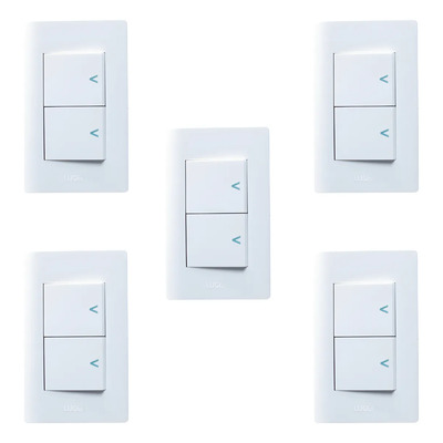 Paquete Con 5 Placas Con 2 Interruptores Sencillos Lucek 10 A 127v Blanco