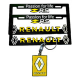 Par De Porta Placas Y Llavero Compatible Con Renault Rs