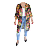 Kimono Largo Flores Cardigan Amplio Suelto Seda Mujer Moda