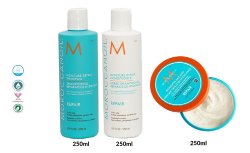 Pack Shampoo Acondicionador Y Mascara Reparacion Moroccanoil