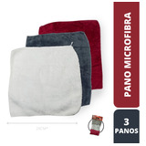 1 Kit Com 3 Panos Flanela Microfibra Limpeza Automotiva