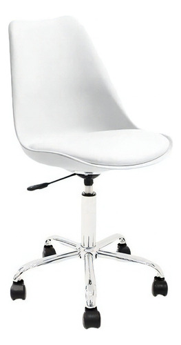 Silla Tulip Eames Neumatica Giratoria Base Cromada + Color Blanco