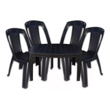 Combo 4 Sillas Capri 1 Mesa Ratona Mascardi Negro Plastico