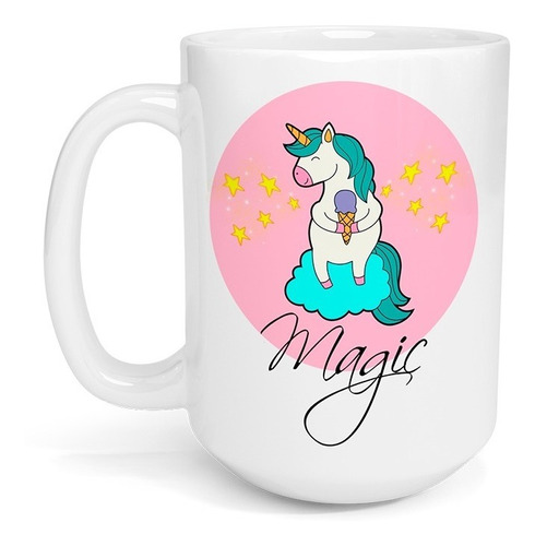 Taza Cerámica Gigante 425 Ml Unicornio Magic Café Té 