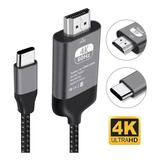 Cabo Usb C Usb-c Para Hdmi 4k 60hz 1,8m Cabo Reforçado