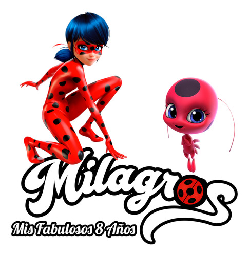 Logo Digital Miraculous Ladybug Y Tikki Personalizado Nombre