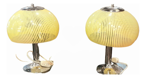 Lámparas De Hongo Diseño Rockaville Plástico Cromado Años 70