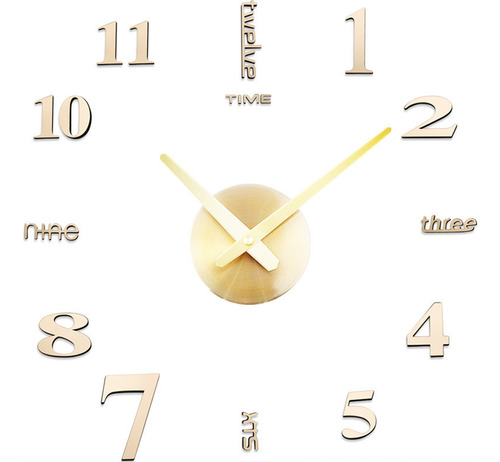 Reloj De Pared Con Diseño 3d Moderno Grande Dorado Números