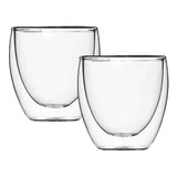 Set X2 Taza Vaso 250ml Vidrio Doble Pared Cafe Capuchino Bz3